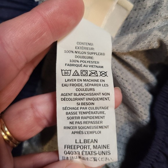 LL Bean Sports Shorts Medium Blue Swim Trunks Suit Logo Beach Basic Pockets Hike - Picture 9 of 14